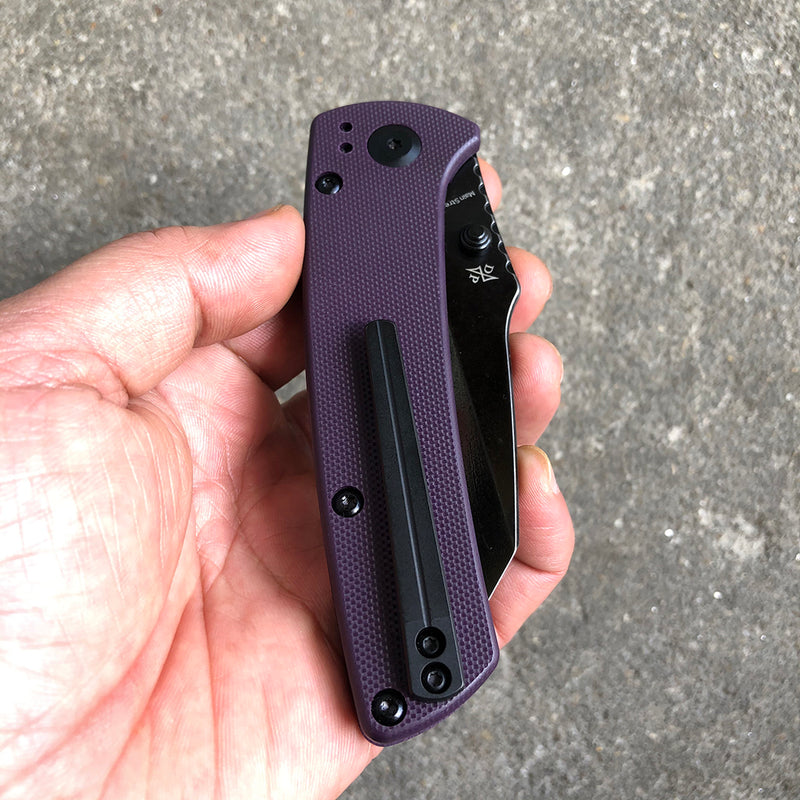 KANSEPT Main Street Thumb Stub Pocket Knives Purple Handle Black TiCn Coated 154CM Blade Dirk Pinkerton Design-T1015A6