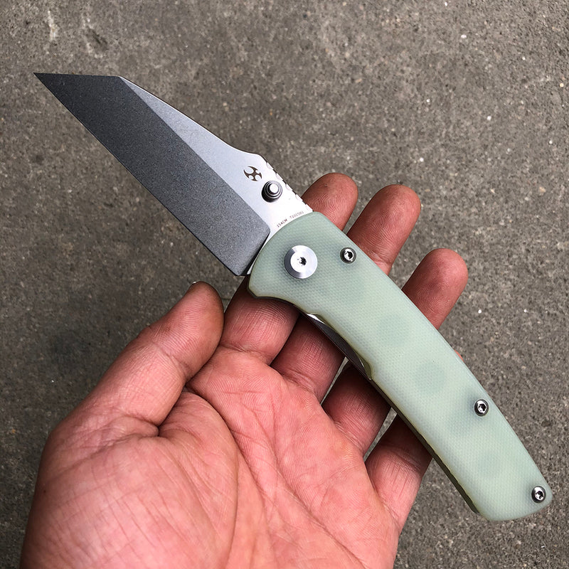 KANSEPT Main Street Thumb Stub Jade G10 Handle (3.36" 154CM Blade) Dirk Pinkerton Design-T1015B1