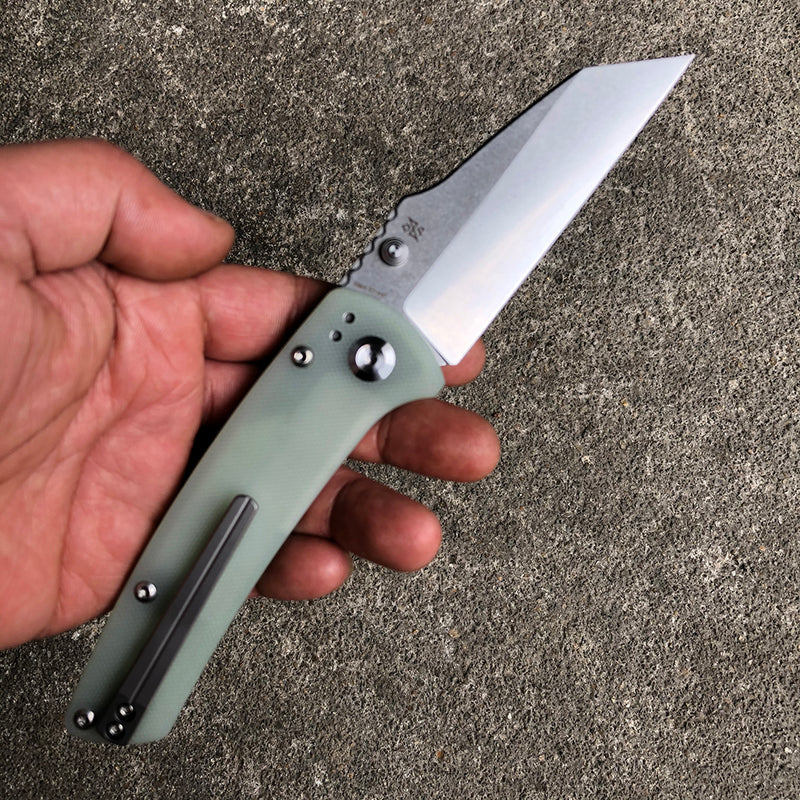 KANSEPT Main Street Thumb Stub Jade G10 Handle (3.36" 154CM Blade) Dirk Pinkerton Design-T1015B1