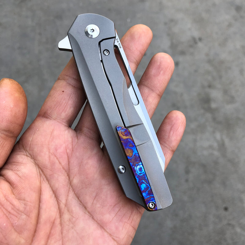 KANSEPT Flipper Titanium and Timascus Handle (3.5"CPM-S35VN Blade) with Kim Ning Designed-K1006A4