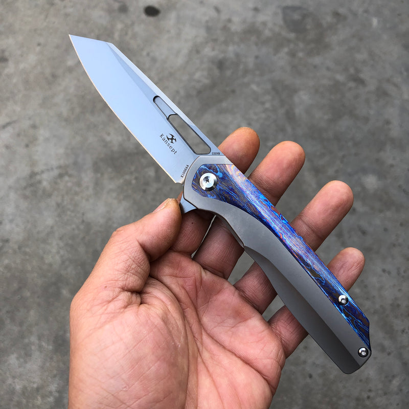 KANSEPT Flipper Titanium and Timascus Handle (3.5"CPM-S35VN Blade) with Kim Ning Designed-K1006A4